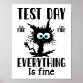Dag Grappig Stressed Cat Zwart Leraar Student Test Poster (Voorkant)