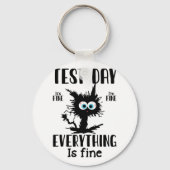 Dag Grappig Stressed Cat Zwart Leraar Student Test Sleutelhanger (Voorkant)