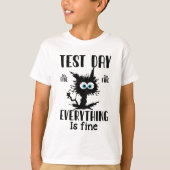Dag Grappig Stressed Cat Zwart Leraar Student Test T-shirt (Voorkant)