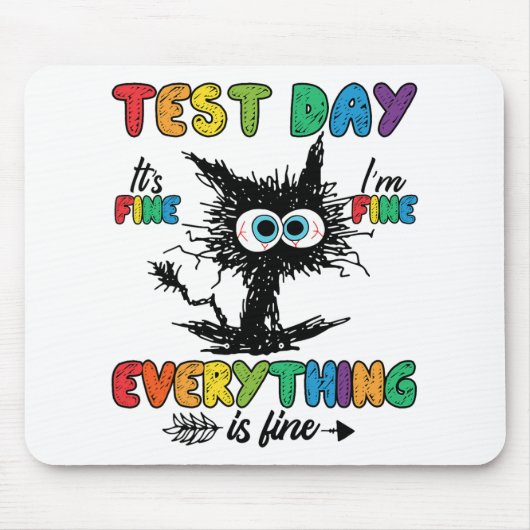 Dag Grappig Stressed Kat Leraar Student Kinder Tes Muismat (Voorkant)
