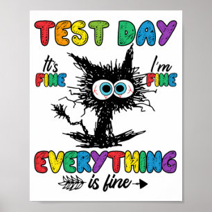 Dag Grappig Stressed Kat Leraar Student Kinder Tes Poster