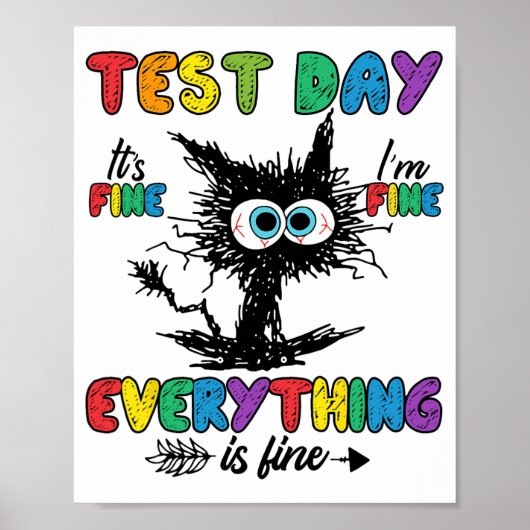 Dag Grappig Stressed Kat Leraar Student Kinder Tes Poster (Voorkant)