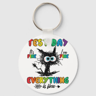 Dag Grappig Stressed Kat Leraar Student Kinder Tes Sleutelhanger