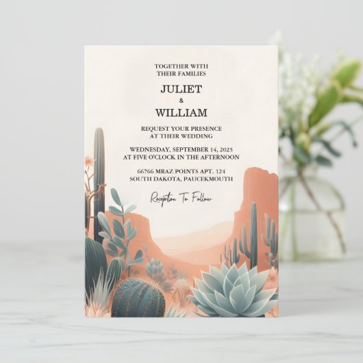 Dag Groene Boho Blad Woestijn Cactussen Succulent Kaart (Staand voorkant)