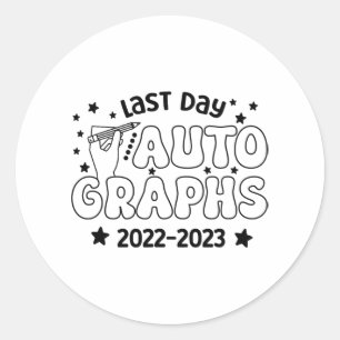 Dag handtekening 2023 Laatste dag van school handt Ronde Sticker