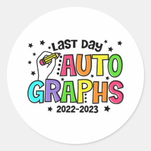 Dag handtekeningen Laatste dag van school vibes gr Ronde Sticker
