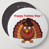DAG HAPPY TURKEY RONDE BUTTON 6,0 CM (Voorkant /achterkant)