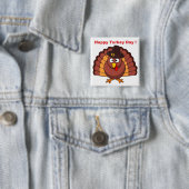 DAG HAPPY TURKEY VIERKANTE BUTTON 5,1 CM (In situ)