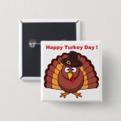 DAG HAPPY TURKEY VIERKANTE BUTTON 5,1 CM (Voorkant /achterkant)