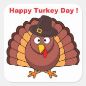 DAG HAPPY TURKEY VIERKANTE STICKER (Voorkant)