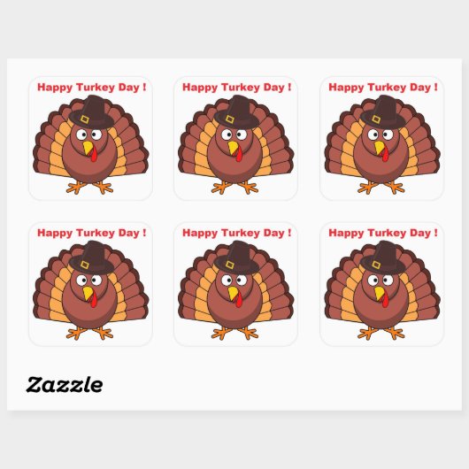 DAG HAPPY TURKEY VIERKANTE STICKER (Vel)