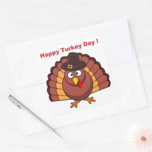 DAG HAPPY TURKEY VIERKANTE STICKER (Envelop)