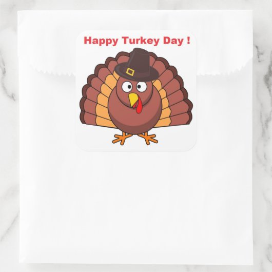 DAG HAPPY TURKEY VIERKANTE STICKER (Tas)