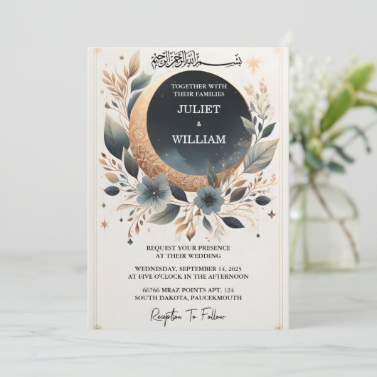 Dag Henna Islam Nikah Arabisch Walima Moslim Huwel Kaart (Staand voorkant)