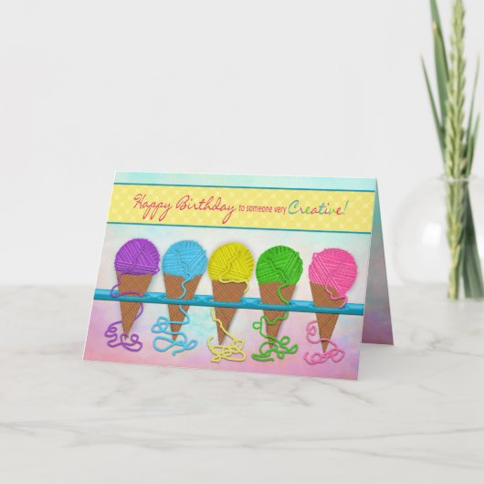 Dag, iemand Creatief, Yarn Cones Kaart (Voorkant)
