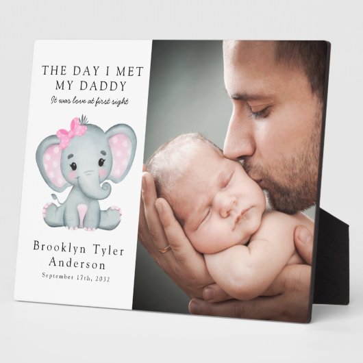 Dag ik ontmoette mijn pappie Foto Elephant Nursery Fotoplaat (Zijkant)