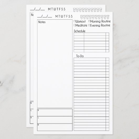 Dag in één oogopslag met notitieruimte (Voorkant / Achterkant)