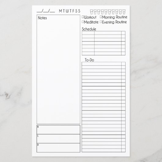 Dag in één oogopslag met notitieruimte (Voorkant)