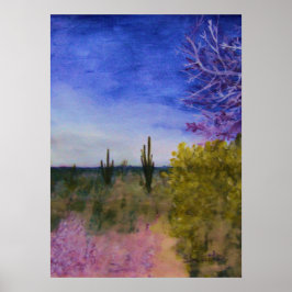 Dag in het landschap van de Arizona-woestijn buite Poster