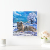 DAG IN SNEEUBEACH GRAY WOLF VIERKANTE KLOK (Huis)