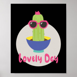 Dag Kawaii grappige cactus met zonnebril Poster