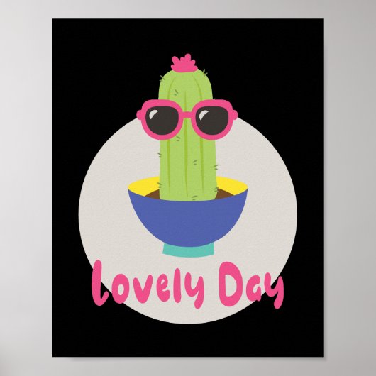 Dag Kawaii grappige cactus met zonnebril Poster (Voorkant)
