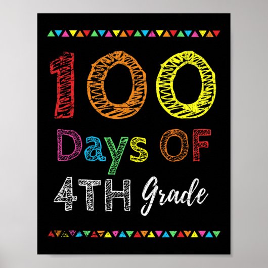 Dag Kinder Gift 100 dagen van 4e klas 100 dagen va Poster (Voorkant)