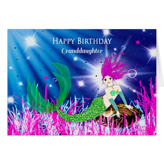 Dag, kleindochter, zeemeermin in het diepe zee (Voorkant Horizontaal)