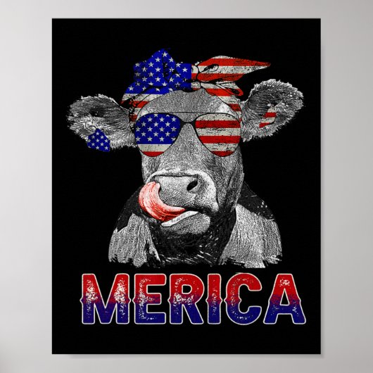 Dag Koe Amerika 4 juli Koeien liefhebbers Poster (Voorkant)