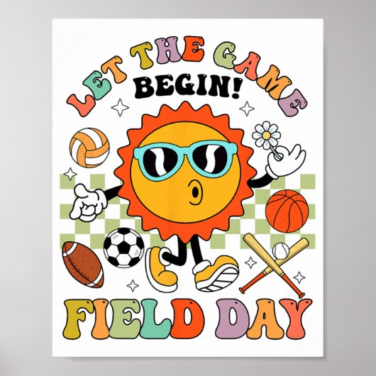 Dag Laat de Spelen beginnen Leraren Kinder Velddag Poster (Voorkant)