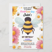 dag lente daisy geel eerste 1e bijendag verjaardag kaart (Voorkant)