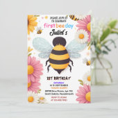 dag lente daisy geel eerste 1e bijendag verjaardag kaart (Staand voorkant)