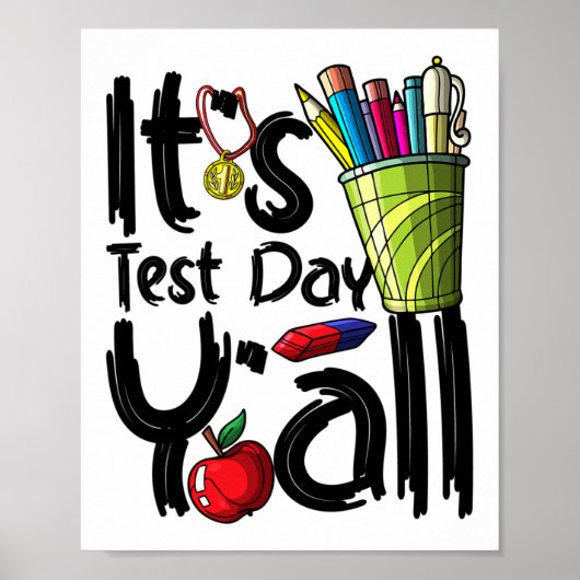 Dag Leraar Het is Test Dag Tall Appreciation Testi Poster (Voorkant)