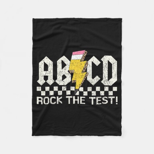 Dag Leraar Testen Retro ABCD Rock Test Dag School Fleece Deken (Voorkant)
