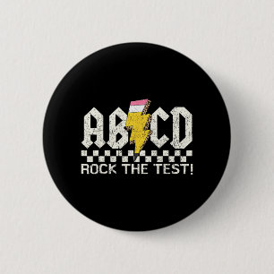 Dag Leraar Testen Retro ABCD Rock Test Dag School Ronde Button 5,7 Cm