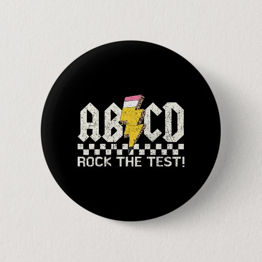 Dag Leraar Testen Retro ABCD Rock Test Dag School Ronde Button 5,7 Cm (Voorkant)
