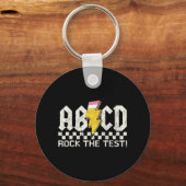 Dag Leraar Testen Retro ABCD Rock Test Dag School Sleutelhanger (Voorkant)