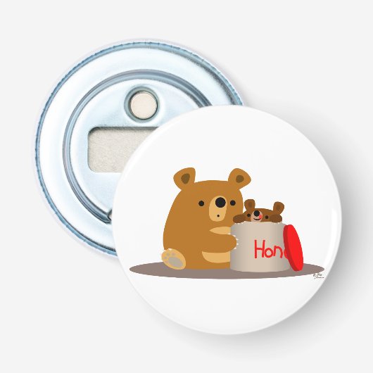 Dag liefje! Cartoon Beren Knop Fles Open Button Flesopener (Voorkant)