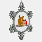 Dag liefje! Cute Cartoon Beren Pewter Ornament (Links)