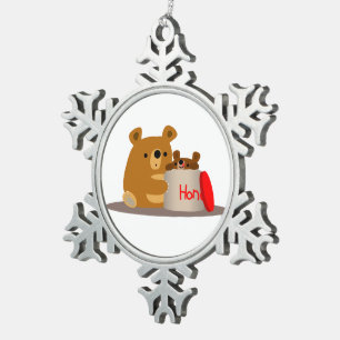 Dag liefje! Cute Cartoon Beren Pewter Ornament
