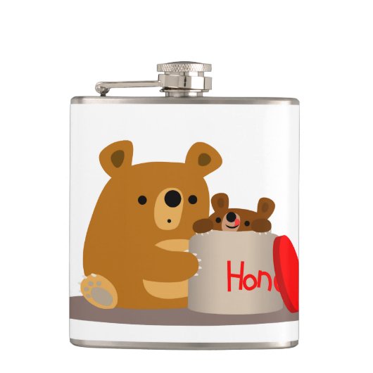 Dag liefje! Kute Cartoon Beren Heupfles (Voorkant)