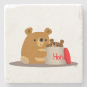 Dag liefje! Kute Cartoon Beren Stone Onderzetter (Voorkant)