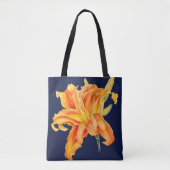 Dag Lily fine art sinaasappel en groene bloem Tote Bag (Voorkant)