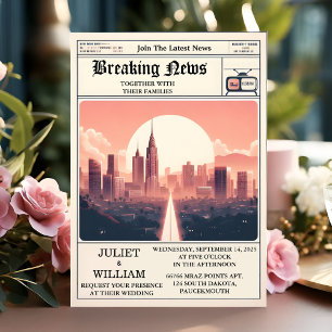 Dag Mail Vintage Betaalt Oude Retro Krant Bruiloft Kaart