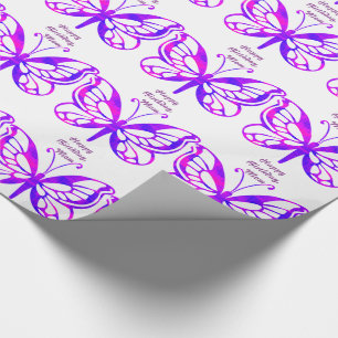 Dag, mam, vlinders in paars. cadeaupapier