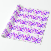 Dag, mam, vlinders in paars. cadeaupapier (Uitgerold)