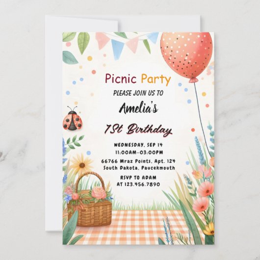 Dag Meisjes Liefde Bug Picknick Polka Dot 1e Verja Kaart (Voorkant)