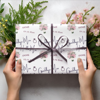 Dag Mejuffrouw Hallo Mevrouw Bruidsfeest Bloemen Cadeaupapier