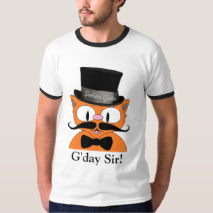 "Dag meneer!" Mustache Cat. Stropdas T-shirt