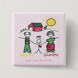 Dag met de grootouder- vierkante button 5,1 cm